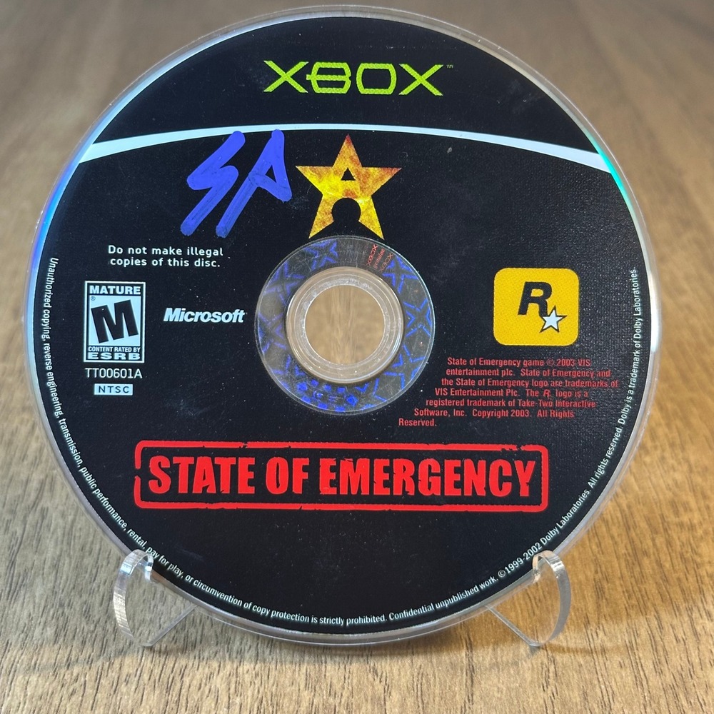 Rockstar Games State of Emergency Good Xbox Disc Only Black Riot Action Beatemup